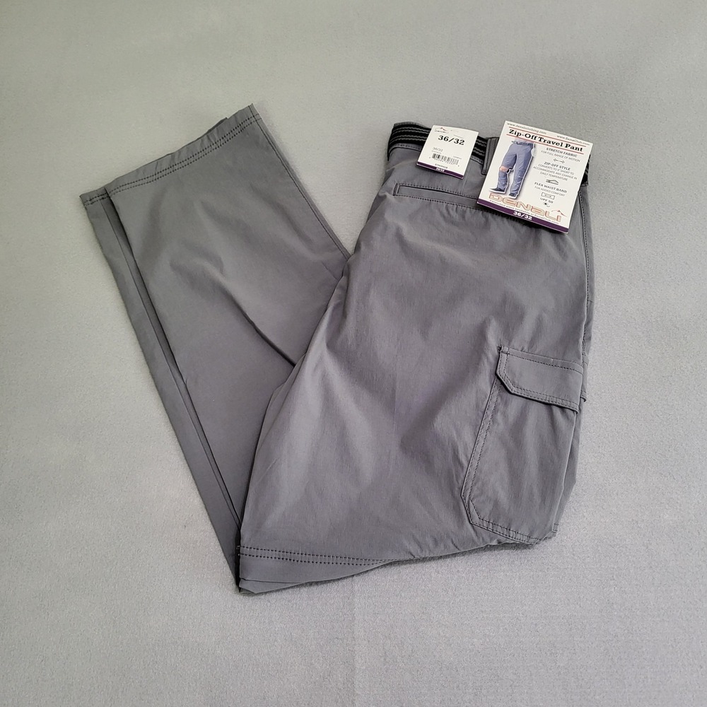 NWT Denali Zip Off Travel Pants Shorts Cargo Men's 36x32 Cement Gray Belt